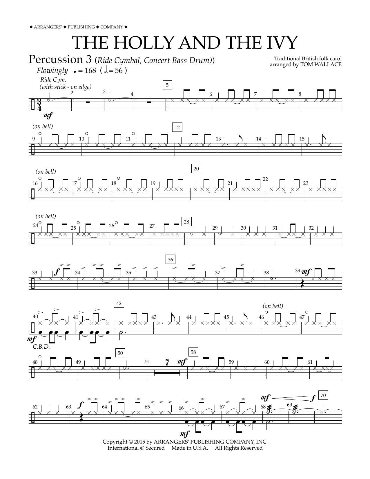 Tom Wallace The Holly and the Ivy - Percussion 3 Sheet Music Notes & Chords for Concert Band - Download or Print PDF