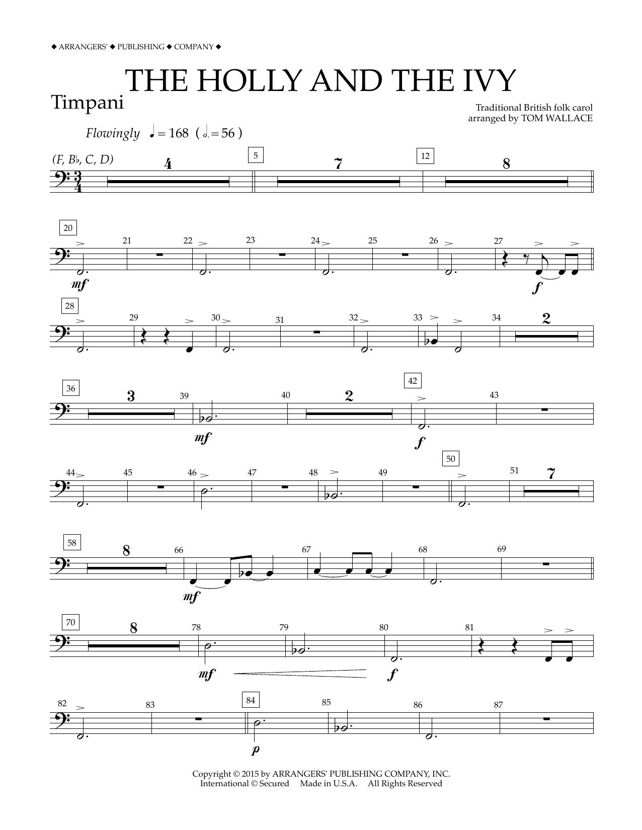 Tom Wallace The Holly and the Ivy - Timpani Sheet Music Notes & Chords for Concert Band - Download or Print PDF