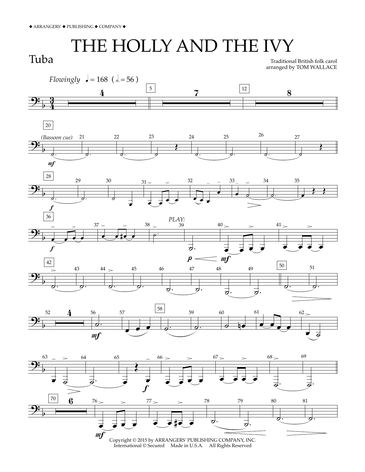 Tom Wallace The Holly and the Ivy - Tuba Sheet Music Notes & Chords for Concert Band - Download or Print PDF