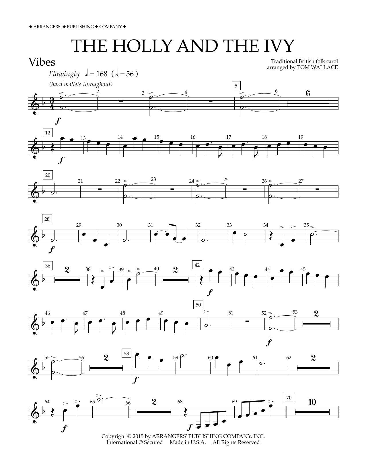 Tom Wallace The Holly and the Ivy - Vibes Sheet Music Notes & Chords for Concert Band - Download or Print PDF