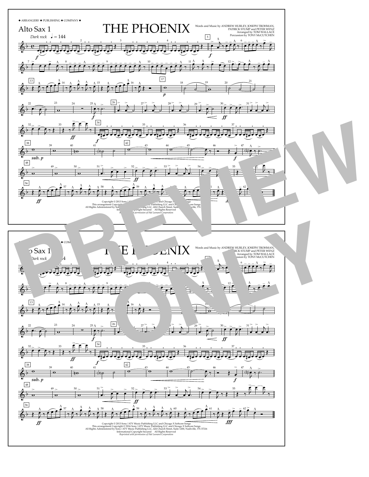 Tom Wallace The Phoenix - Alto Sax 1 Sheet Music Notes & Chords for Marching Band - Download or Print PDF