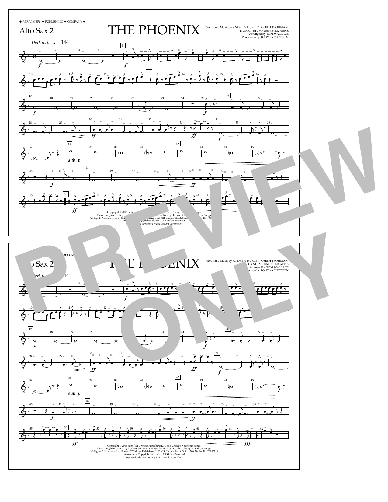 Tom Wallace The Phoenix - Alto Sax 2 Sheet Music Notes & Chords for Marching Band - Download or Print PDF