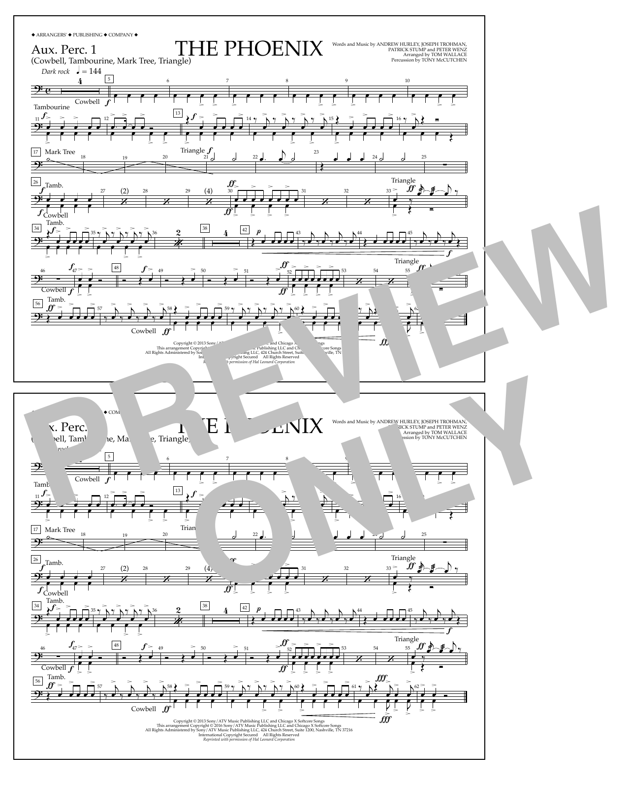 Tom Wallace The Phoenix - Aux. Perc. 1 Sheet Music Notes & Chords for Marching Band - Download or Print PDF