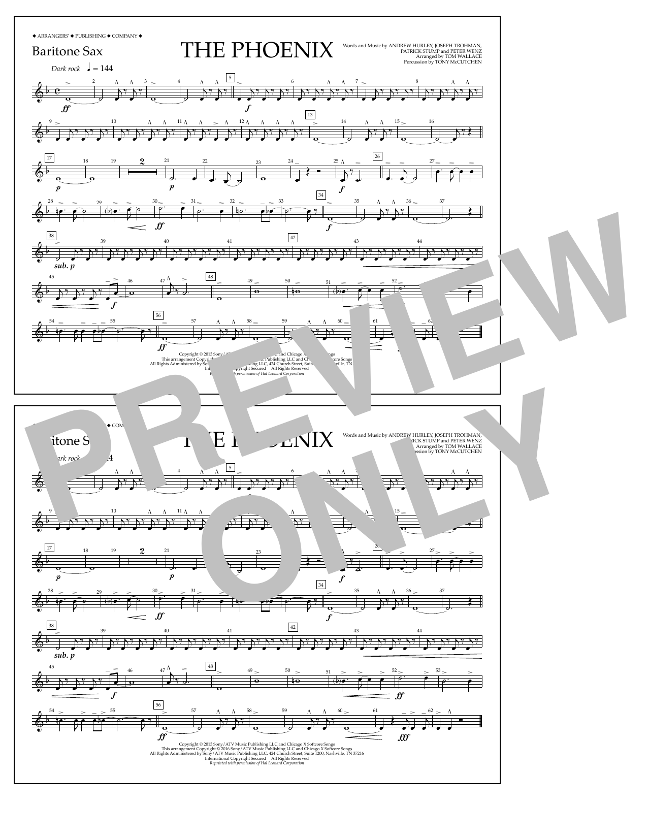 Tom Wallace The Phoenix - Baritone Sax Sheet Music Notes & Chords for Marching Band - Download or Print PDF