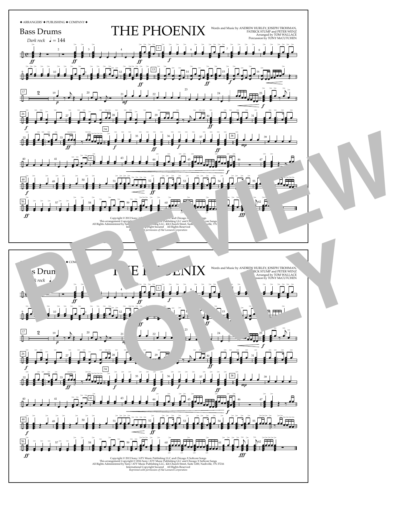 Tom Wallace The Phoenix - Bass Drums Sheet Music Notes & Chords for Marching Band - Download or Print PDF