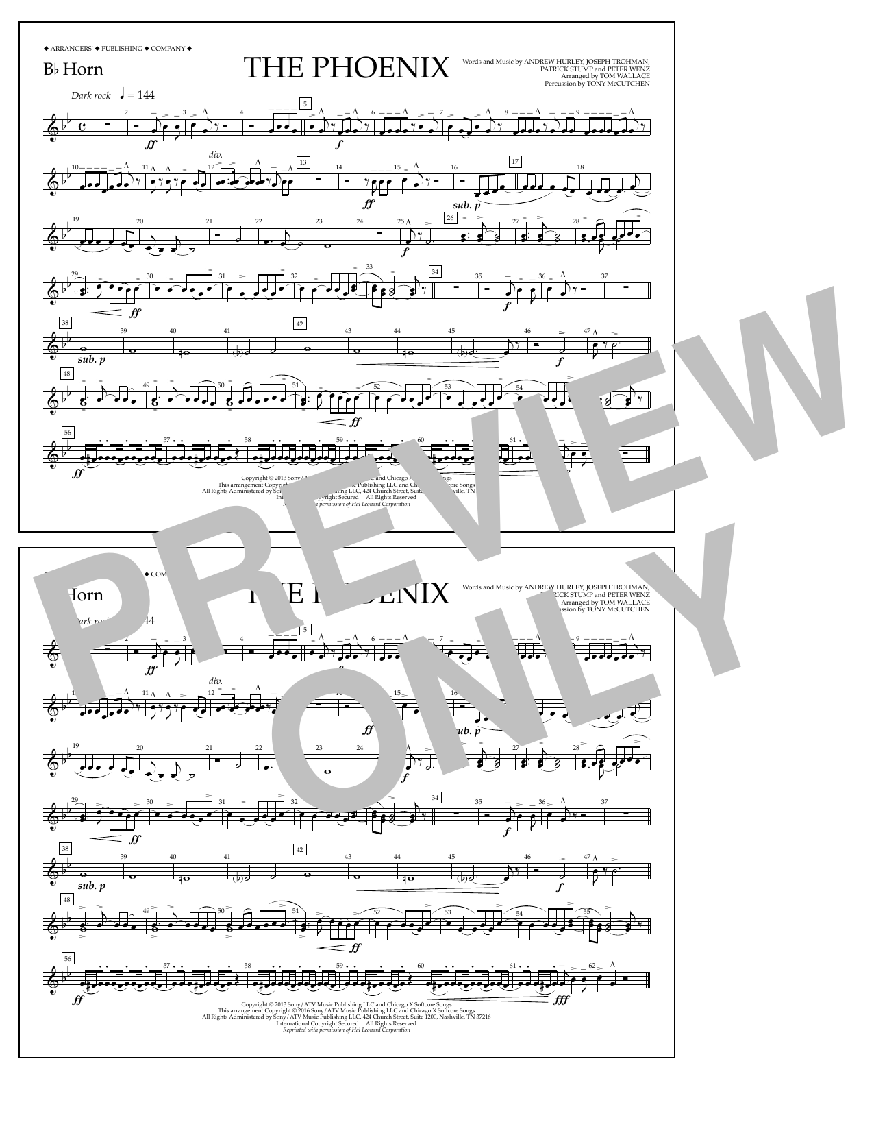Tom Wallace The Phoenix - Bb Horn Sheet Music Notes & Chords for Marching Band - Download or Print PDF