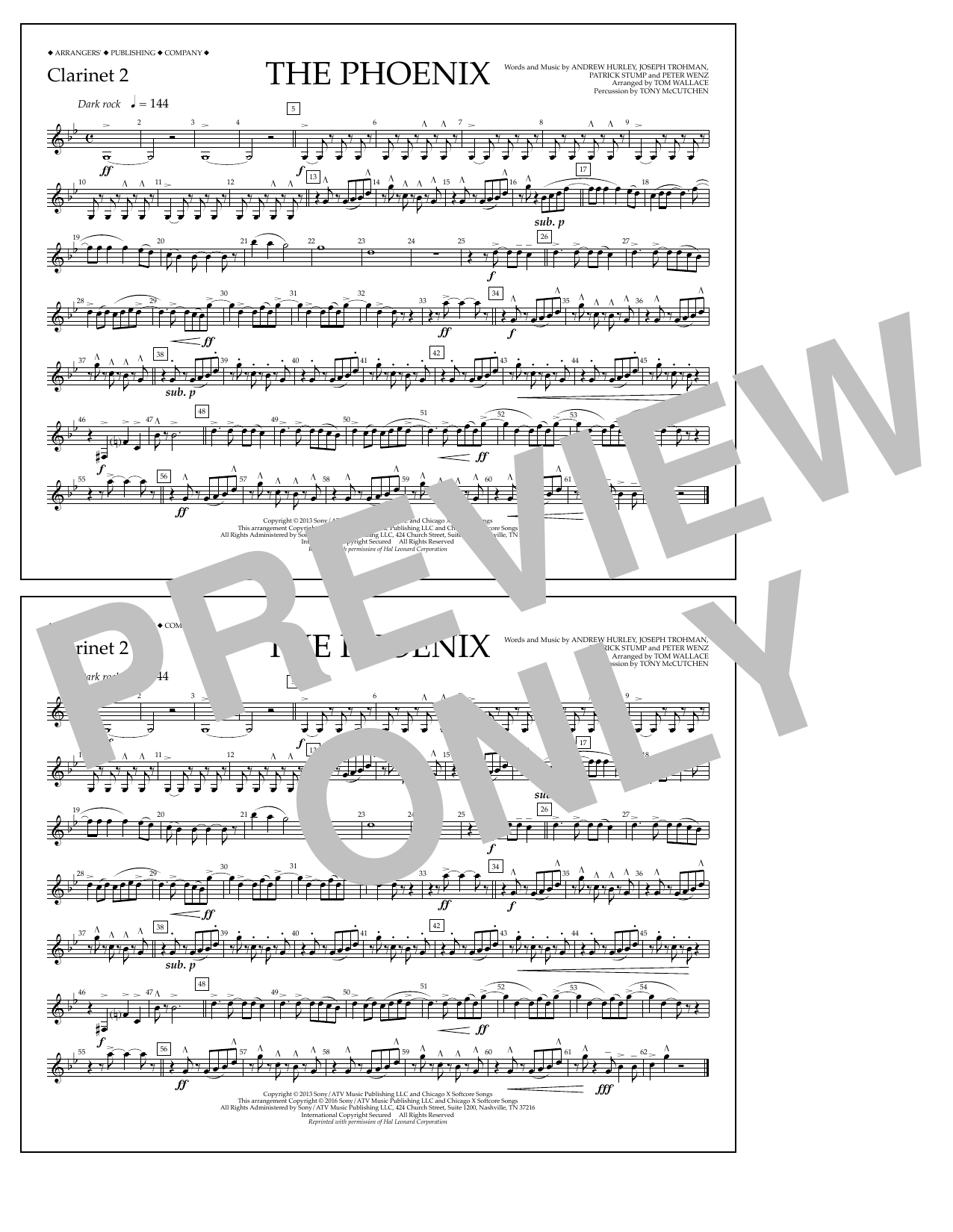 Tom Wallace The Phoenix - Clarinet 2 Sheet Music Notes & Chords for Marching Band - Download or Print PDF