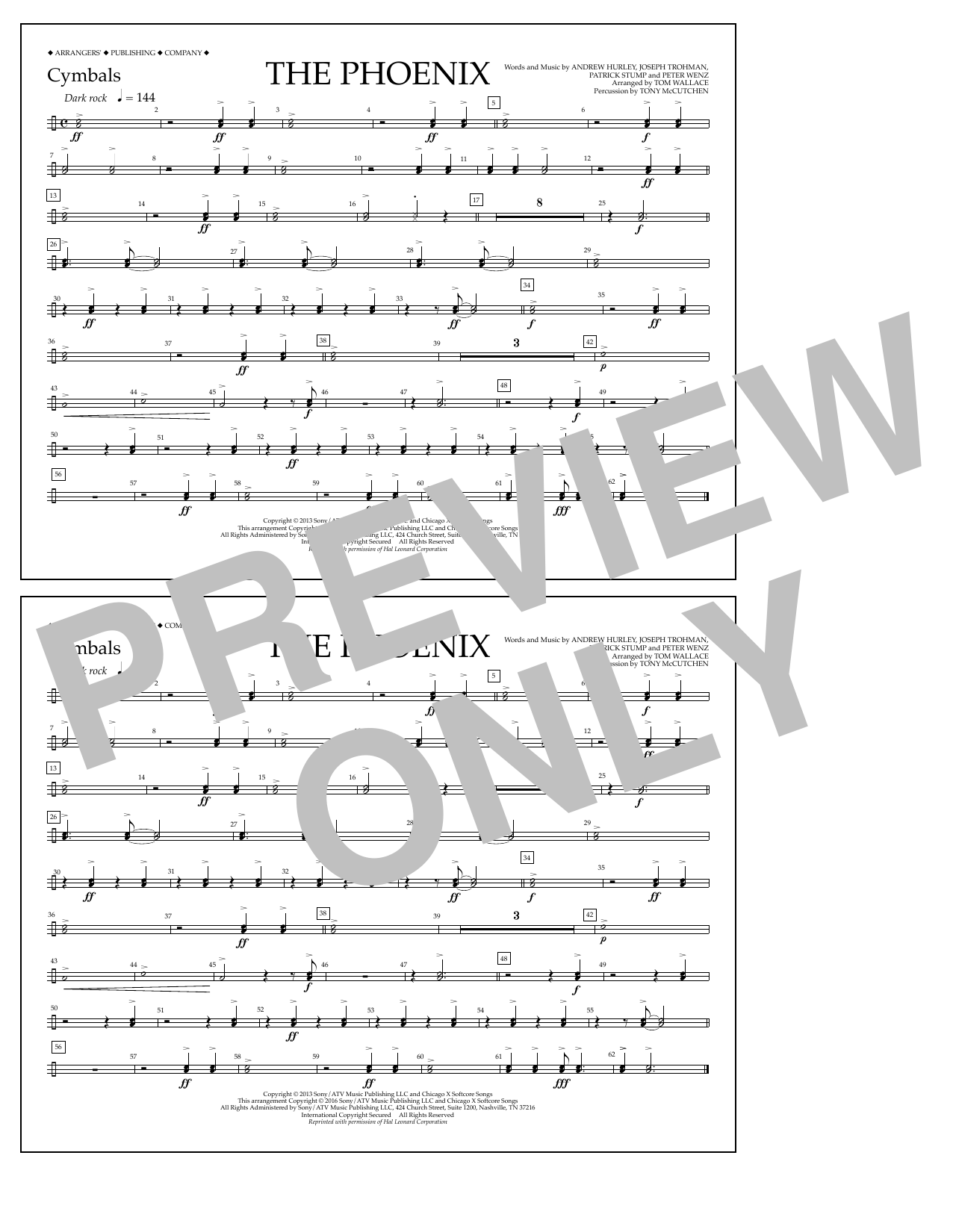 Tom Wallace The Phoenix - Cymbals Sheet Music Notes & Chords for Marching Band - Download or Print PDF