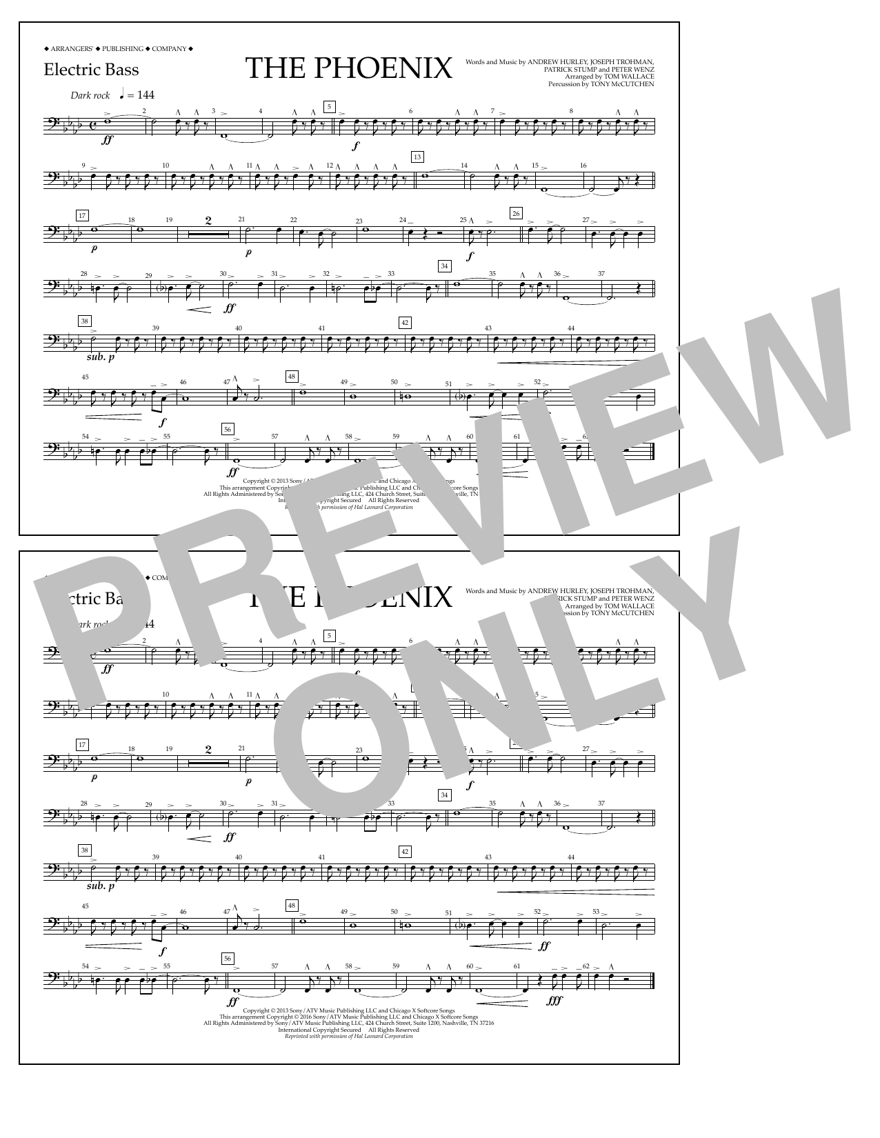 Tom Wallace The Phoenix - Electric Bass Sheet Music Notes & Chords for Marching Band - Download or Print PDF