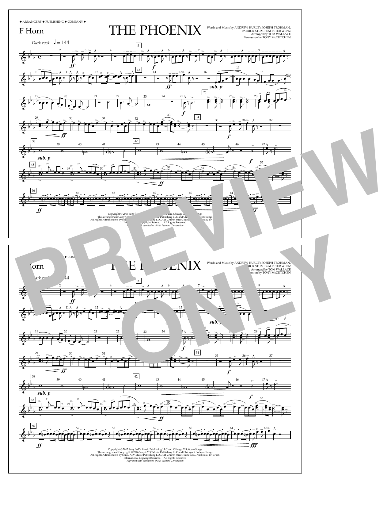 Tom Wallace The Phoenix - F Horn Sheet Music Notes & Chords for Marching Band - Download or Print PDF