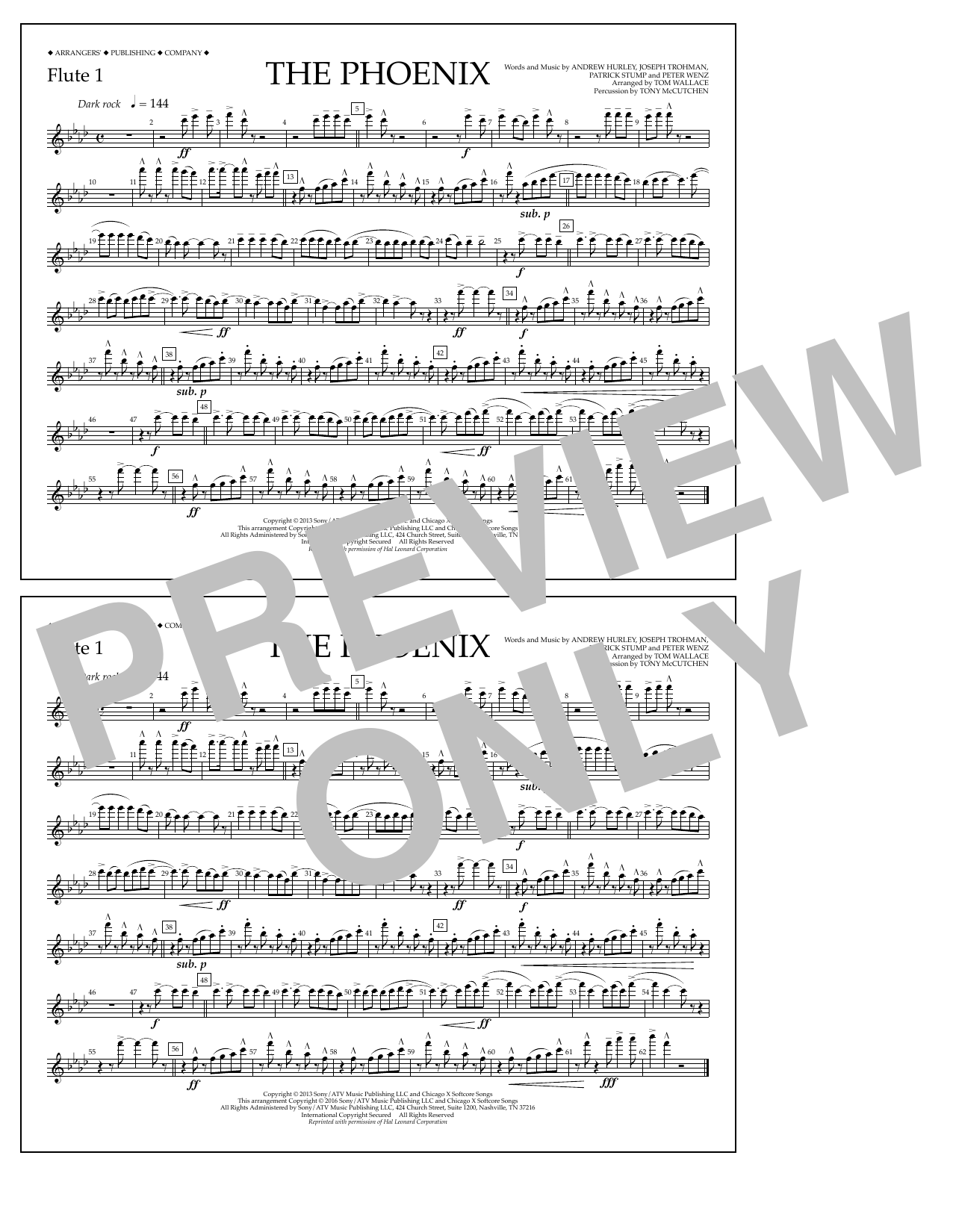 Tom Wallace The Phoenix - Flute 1 Sheet Music Notes & Chords for Marching Band - Download or Print PDF