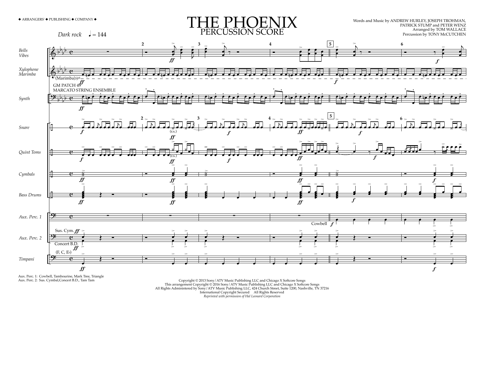 Tom Wallace The Phoenix - Percussion Score Sheet Music Notes & Chords for Marching Band - Download or Print PDF