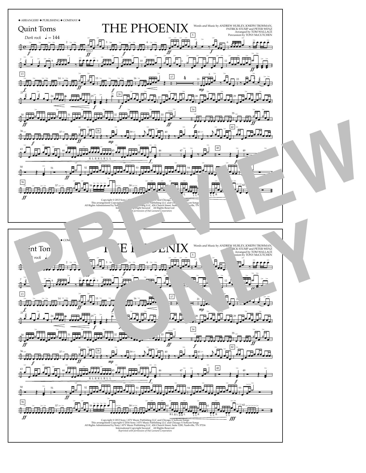 Tom Wallace The Phoenix - Quint-Toms Sheet Music Notes & Chords for Marching Band - Download or Print PDF