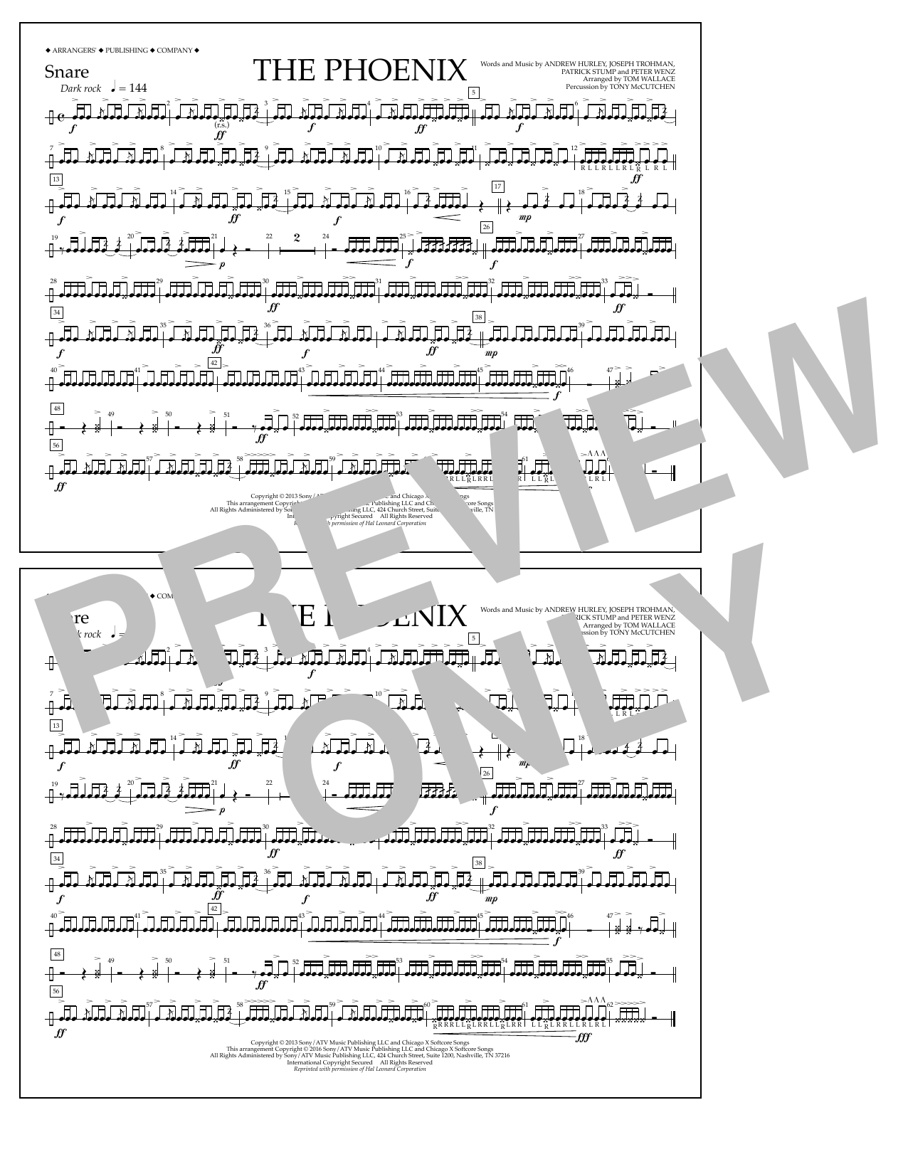Tom Wallace The Phoenix - Snare Sheet Music Notes & Chords for Marching Band - Download or Print PDF