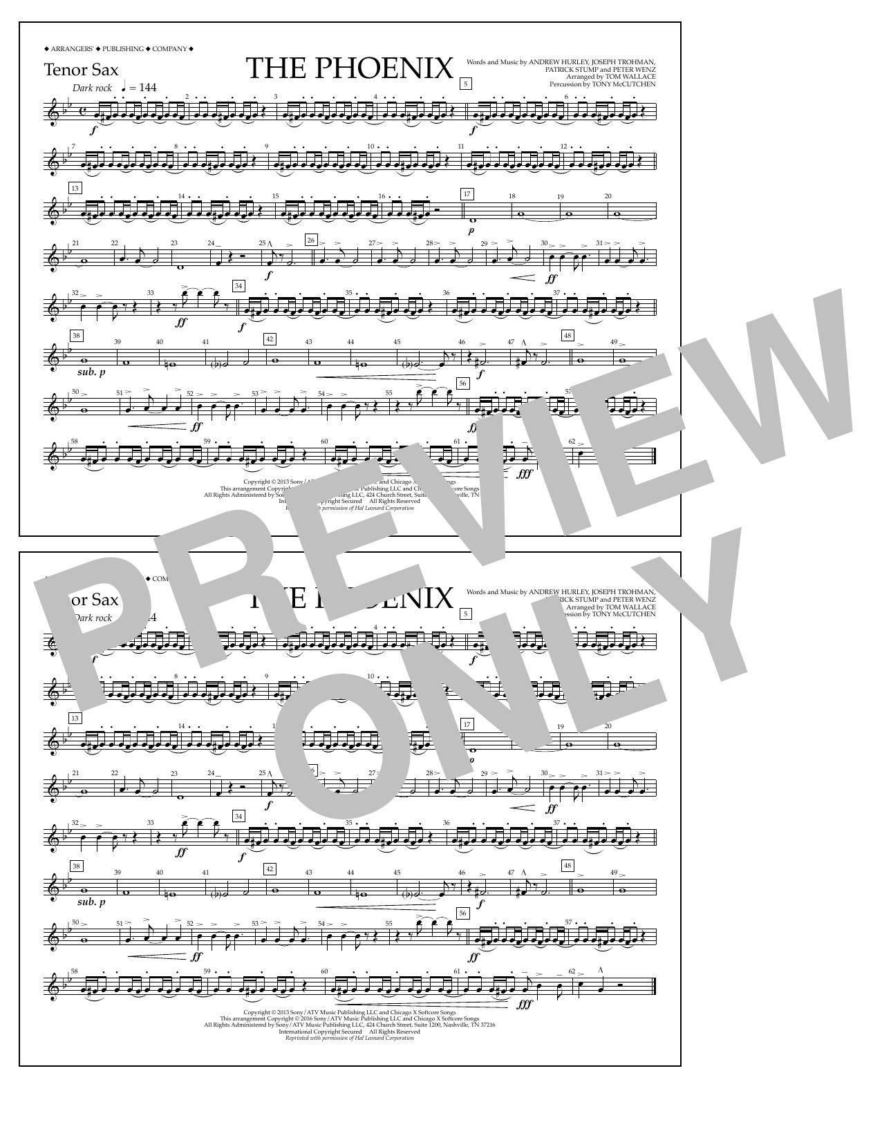 Tom Wallace The Phoenix - Tenor Sax Sheet Music Notes & Chords for Marching Band - Download or Print PDF