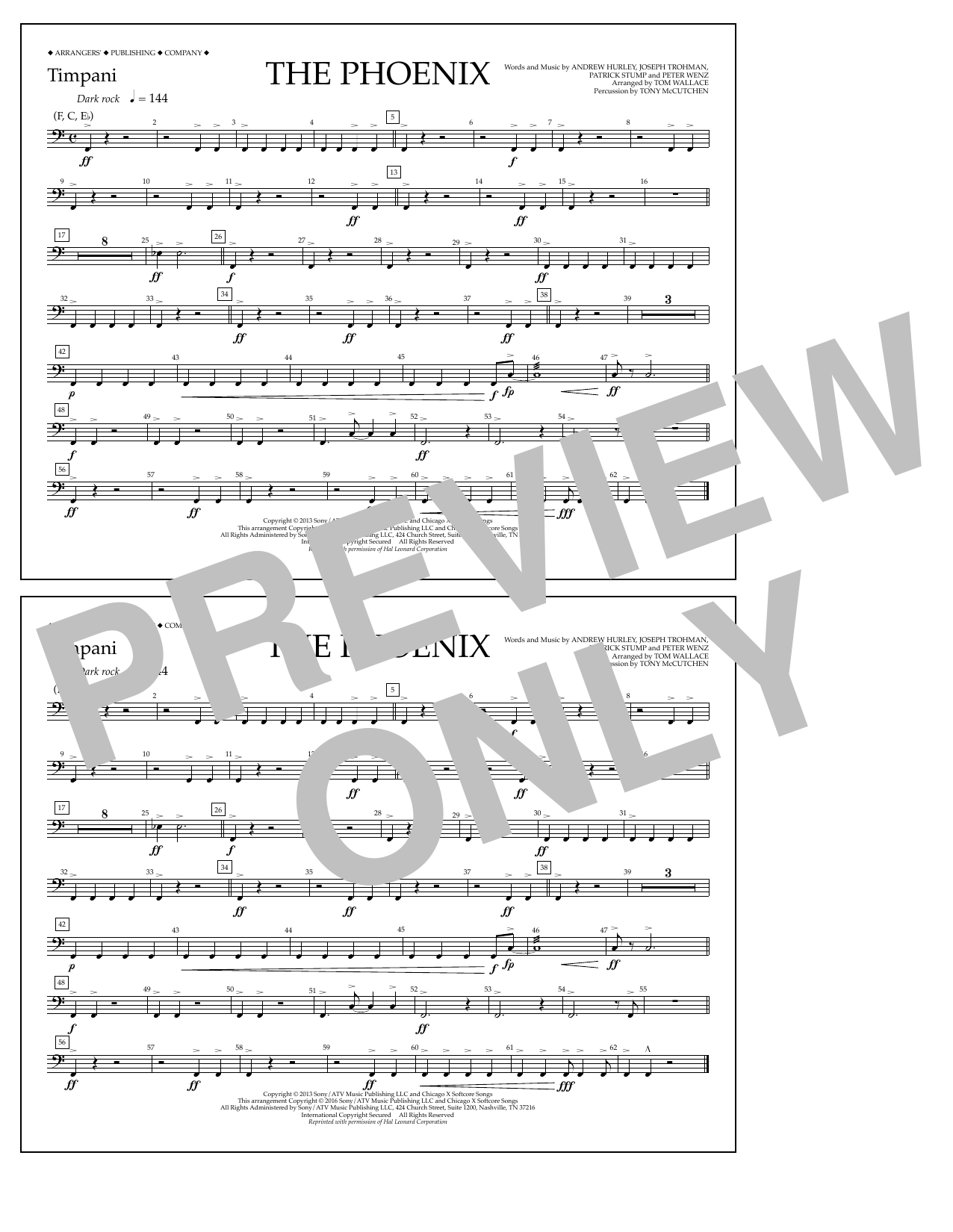 Tom Wallace The Phoenix - Timpani Sheet Music Notes & Chords for Marching Band - Download or Print PDF