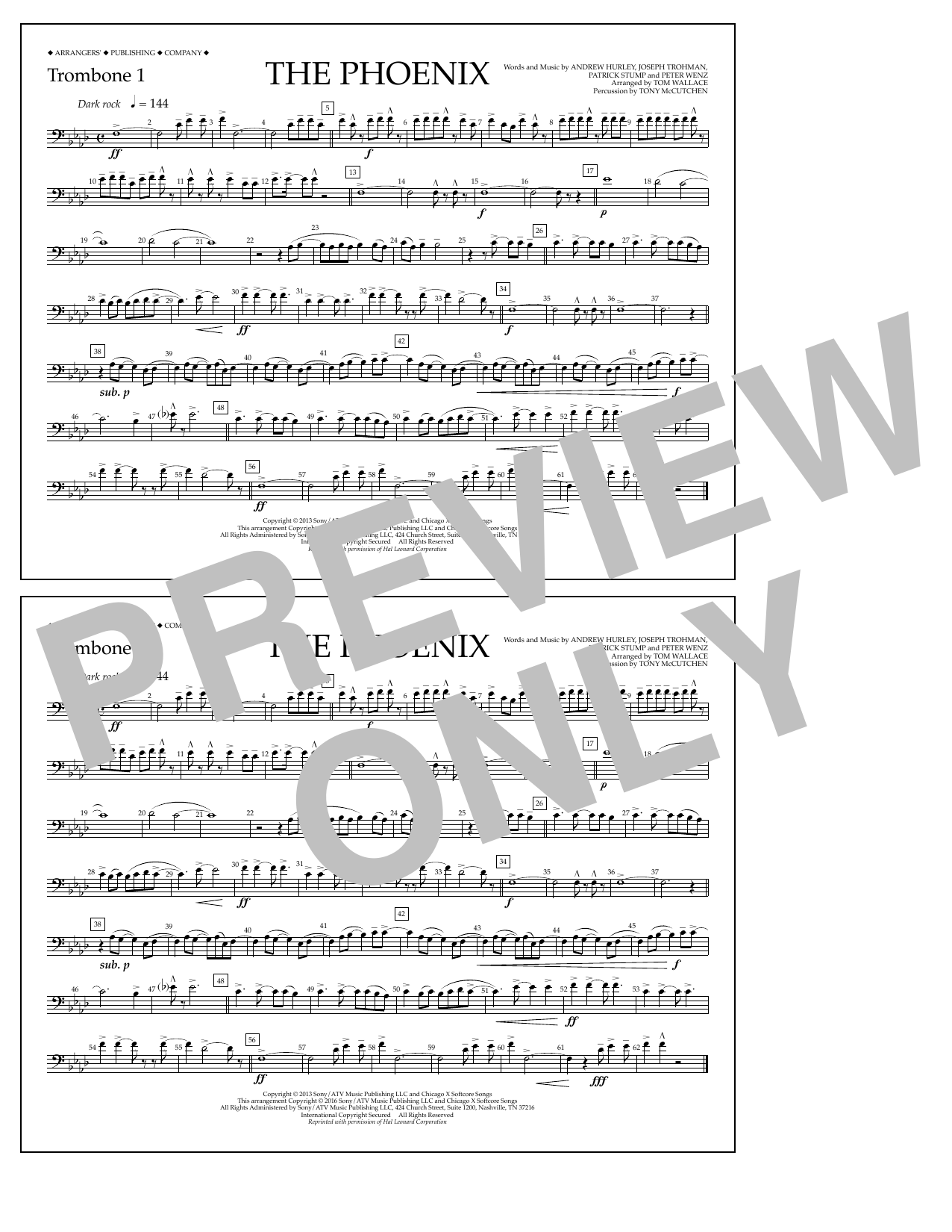 Tom Wallace The Phoenix - Trombone 1 Sheet Music Notes & Chords for Marching Band - Download or Print PDF