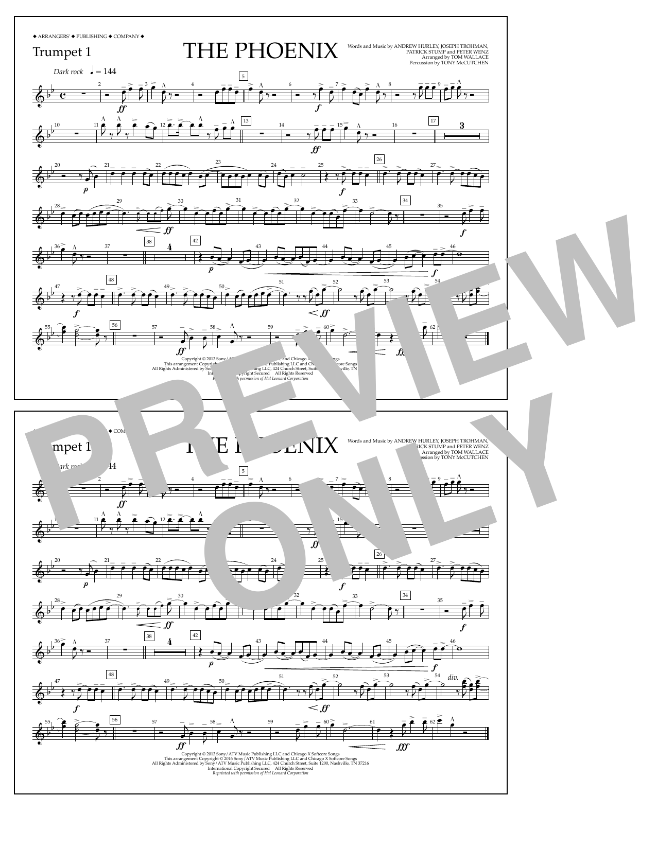 Tom Wallace The Phoenix - Trumpet 1 Sheet Music Notes & Chords for Marching Band - Download or Print PDF