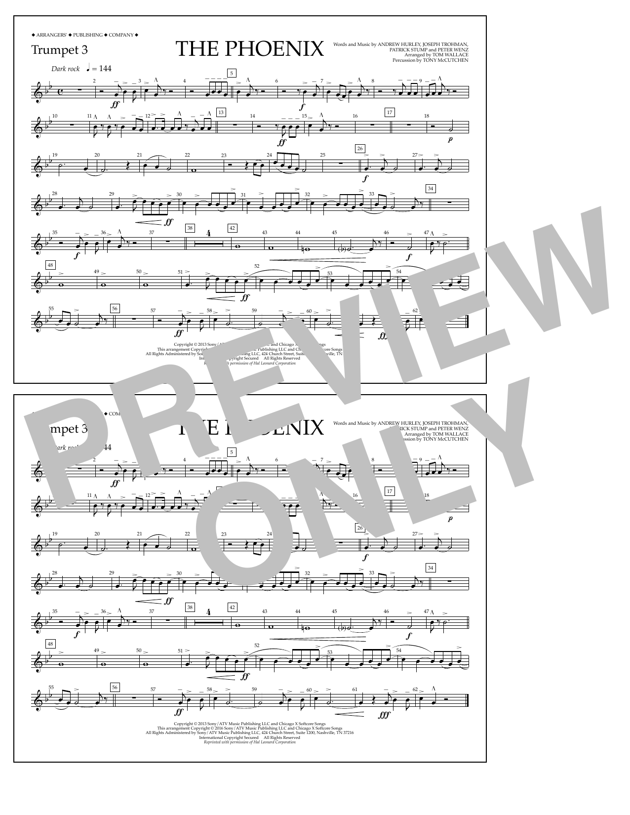 Tom Wallace The Phoenix - Trumpet 3 Sheet Music Notes & Chords for Marching Band - Download or Print PDF