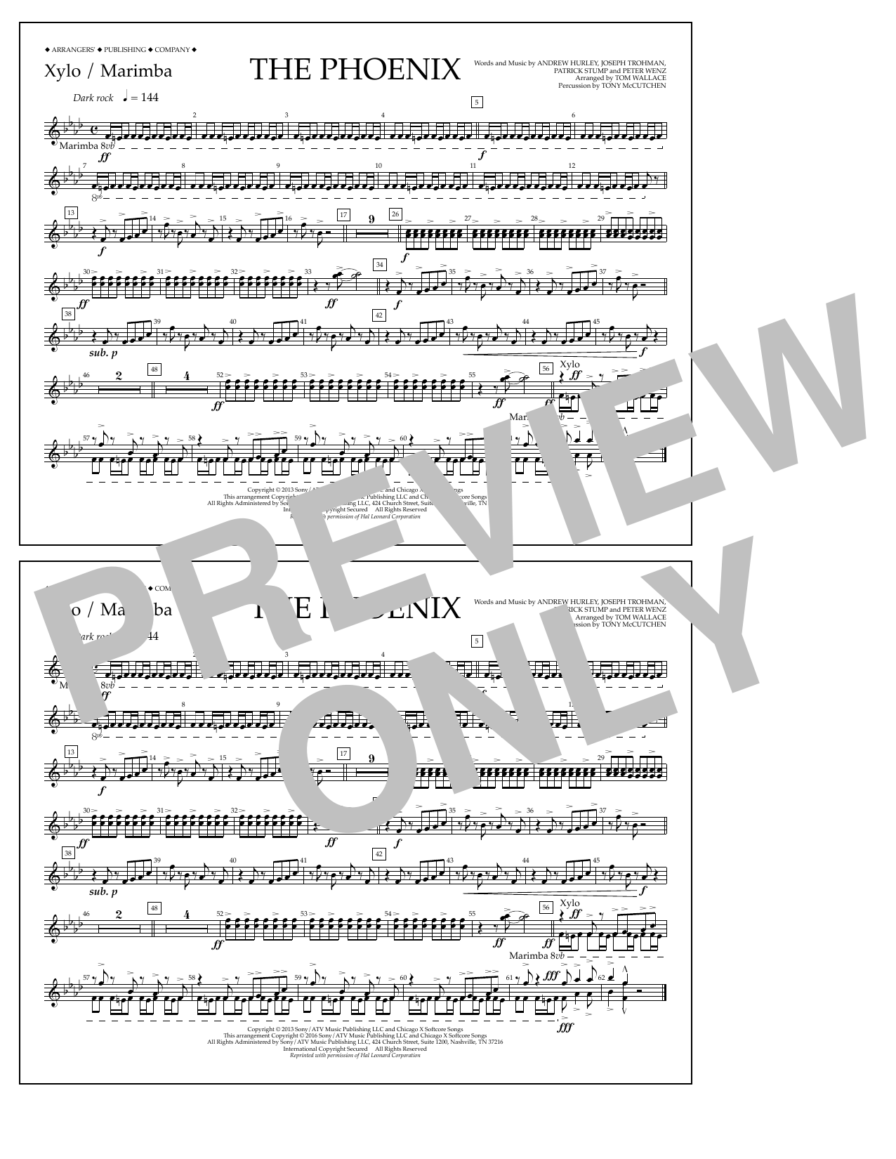 Tom Wallace The Phoenix - Xylophone/Marimba Sheet Music Notes & Chords for Marching Band - Download or Print PDF