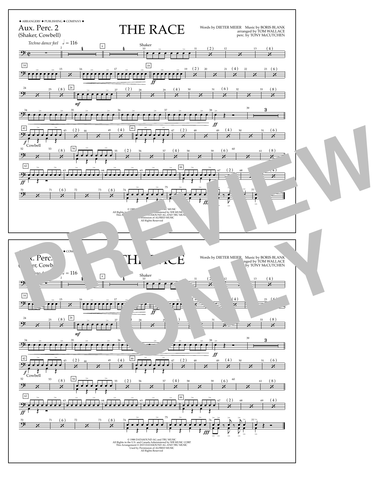 Tom Wallace The Race - Aux. Perc. 2 Sheet Music Notes & Chords for Marching Band - Download or Print PDF
