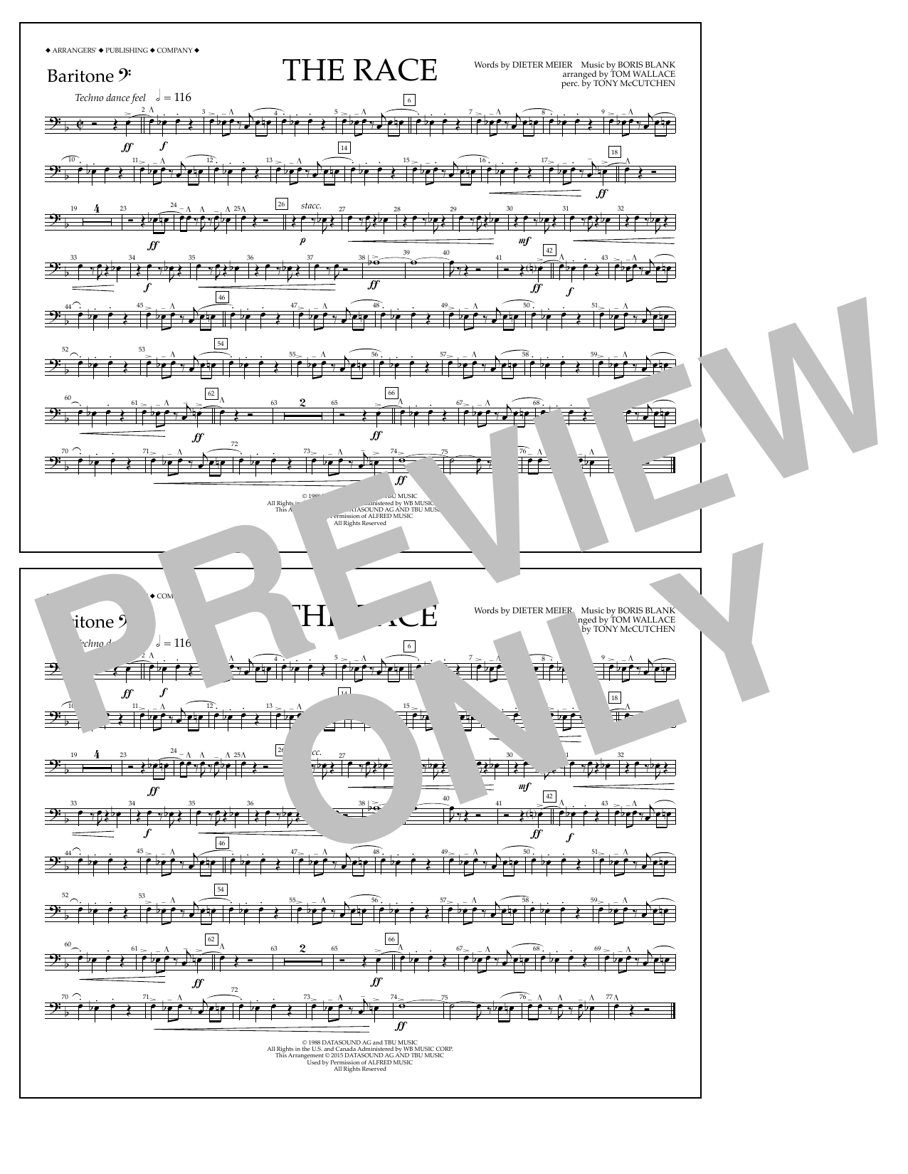 Tom Wallace The Race - Baritone B.C. Sheet Music Notes & Chords for Marching Band - Download or Print PDF