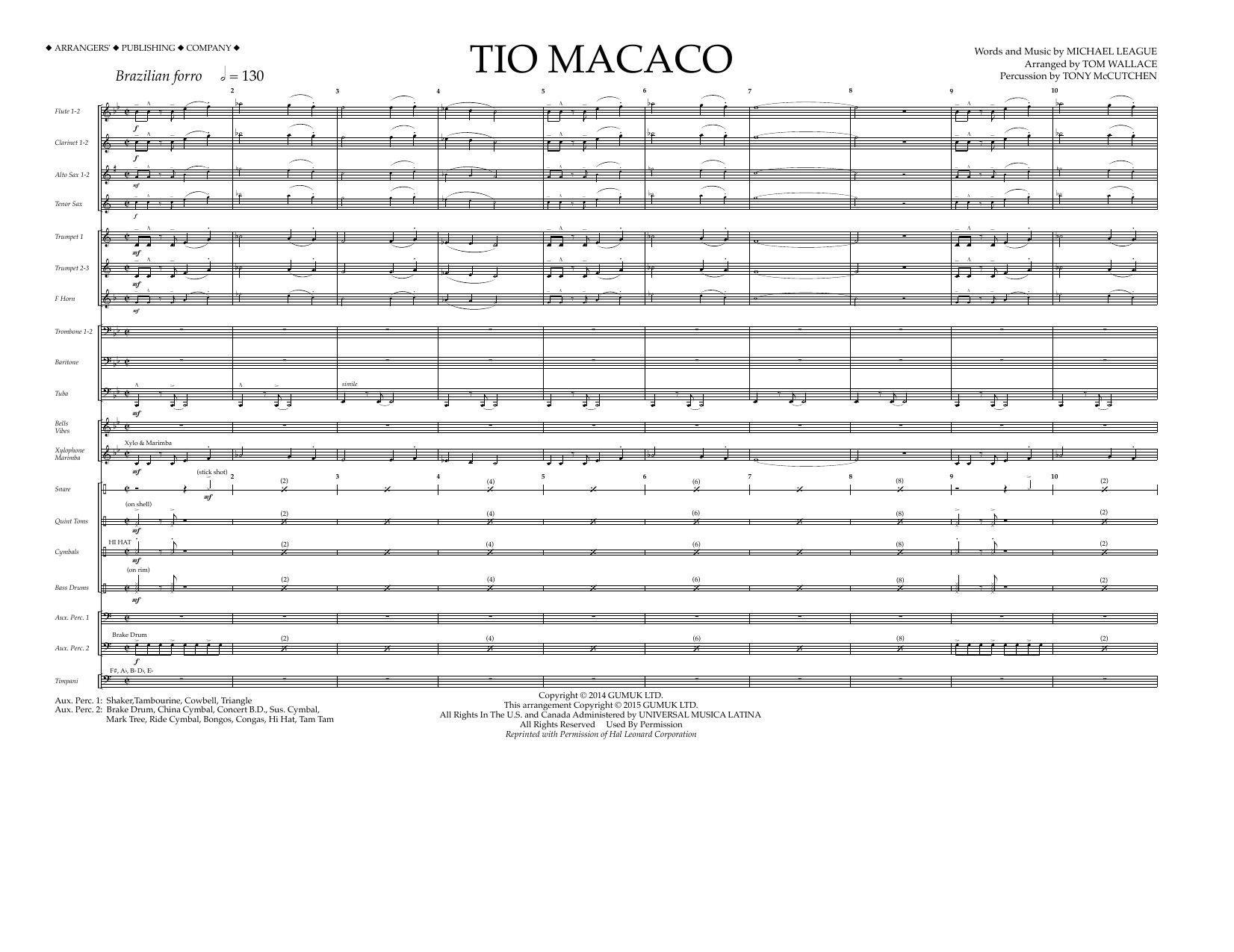 Tom Wallace Tio Macaco - Full Score Sheet Music Notes & Chords for Marching Band - Download or Print PDF