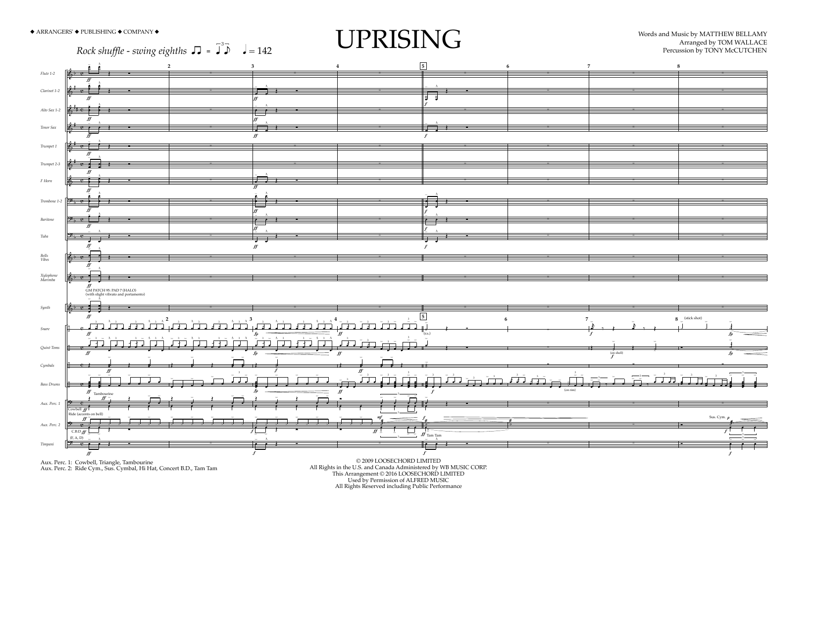 Tom Wallace Uprising - Full Score Sheet Music Notes & Chords for Marching Band - Download or Print PDF