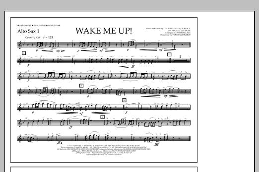 Tom Wallace Wake Me Up! - Alto Sax 1 Sheet Music Notes & Chords for Marching Band - Download or Print PDF