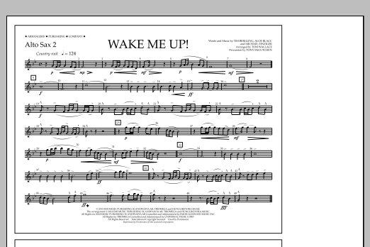 Tom Wallace Wake Me Up! - Alto Sax 2 Sheet Music Notes & Chords for Marching Band - Download or Print PDF