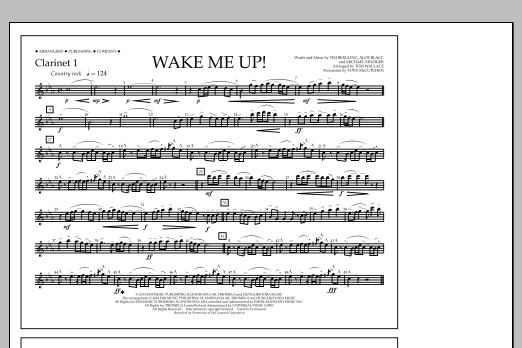 Tom Wallace Wake Me Up! - Clarinet 1 Sheet Music Notes & Chords for Marching Band - Download or Print PDF