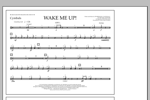 Tom Wallace Wake Me Up! - Cymbals Sheet Music Notes & Chords for Marching Band - Download or Print PDF