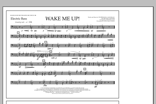 Tom Wallace Wake Me Up! - Electric Bass Sheet Music Notes & Chords for Marching Band - Download or Print PDF