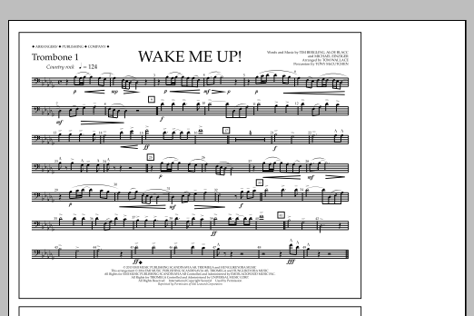Tom Wallace Wake Me Up! - Trombone 1 Sheet Music Notes & Chords for Marching Band - Download or Print PDF
