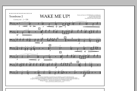 Tom Wallace Wake Me Up! - Trombone 2 Sheet Music Notes & Chords for Marching Band - Download or Print PDF