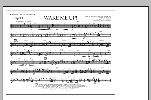 Tom Wallace Wake Me Up! - Trumpet 1 Sheet Music Notes & Chords for Marching Band - Download or Print PDF