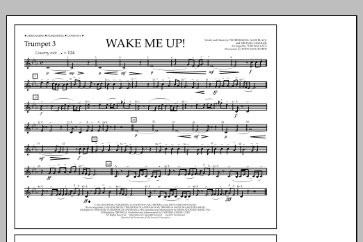 Tom Wallace Wake Me Up! - Trumpet 3 Sheet Music Notes & Chords for Marching Band - Download or Print PDF