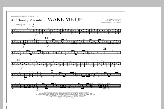 Tom Wallace Wake Me Up! - Xylophone/Marimba Sheet Music Notes & Chords for Marching Band - Download or Print PDF