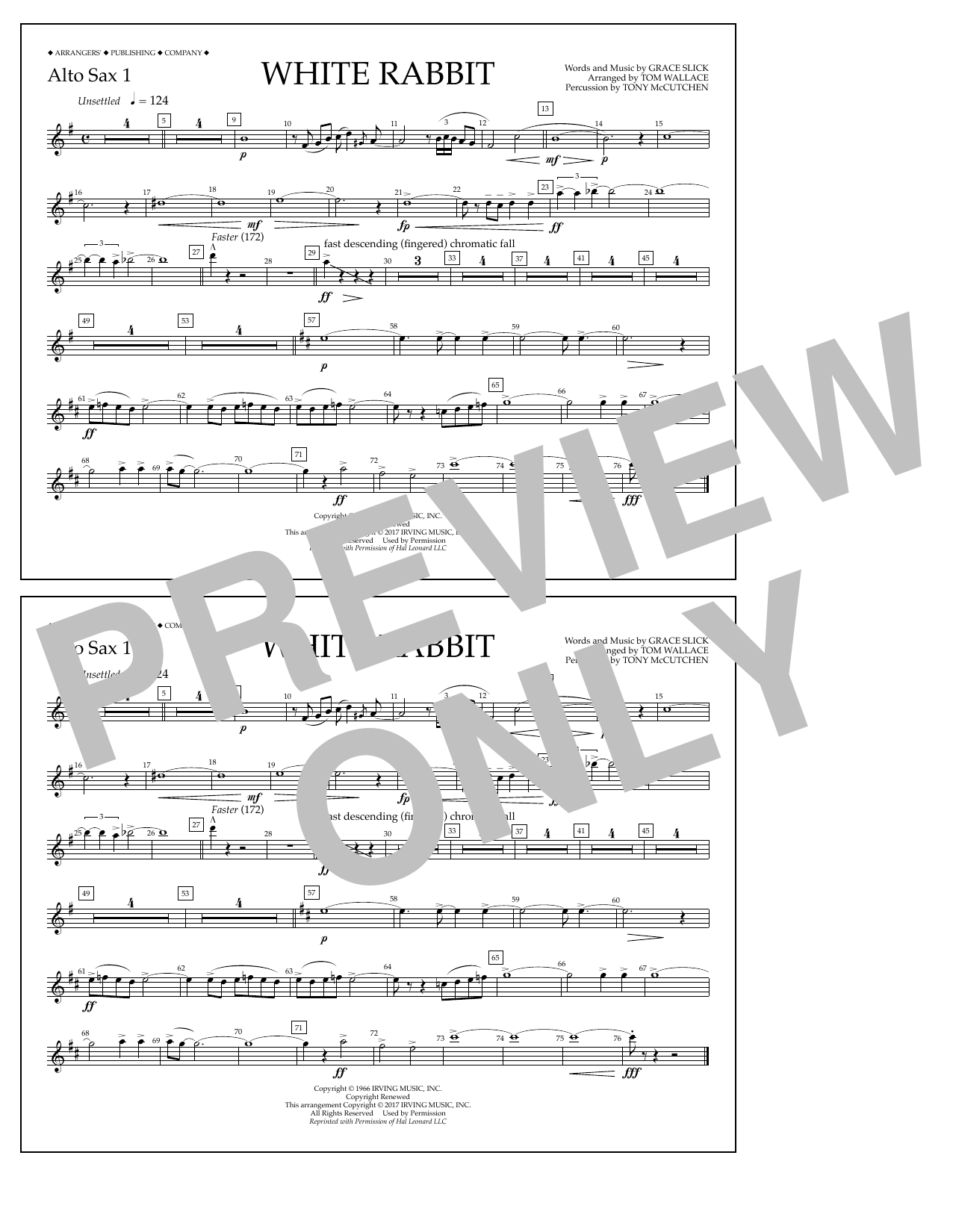 Tom Wallace White Rabbit - Alto Sax 1 Sheet Music Notes & Chords for Marching Band - Download or Print PDF