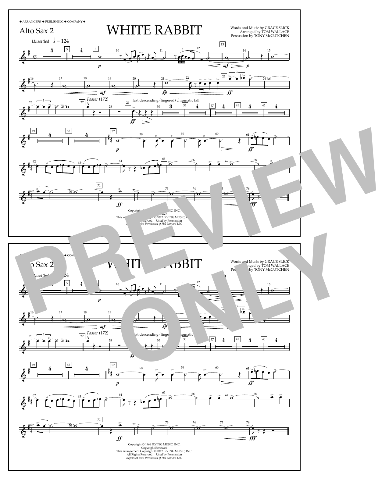 Tom Wallace White Rabbit - Alto Sax 2 Sheet Music Notes & Chords for Marching Band - Download or Print PDF