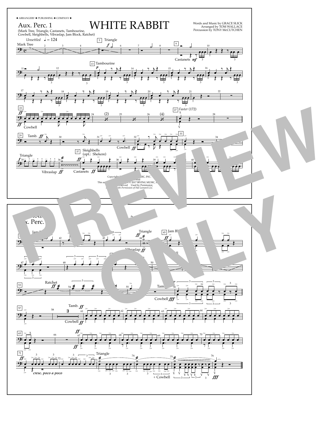 Tom Wallace White Rabbit - Aux. Perc. 1 Sheet Music Notes & Chords for Marching Band - Download or Print PDF