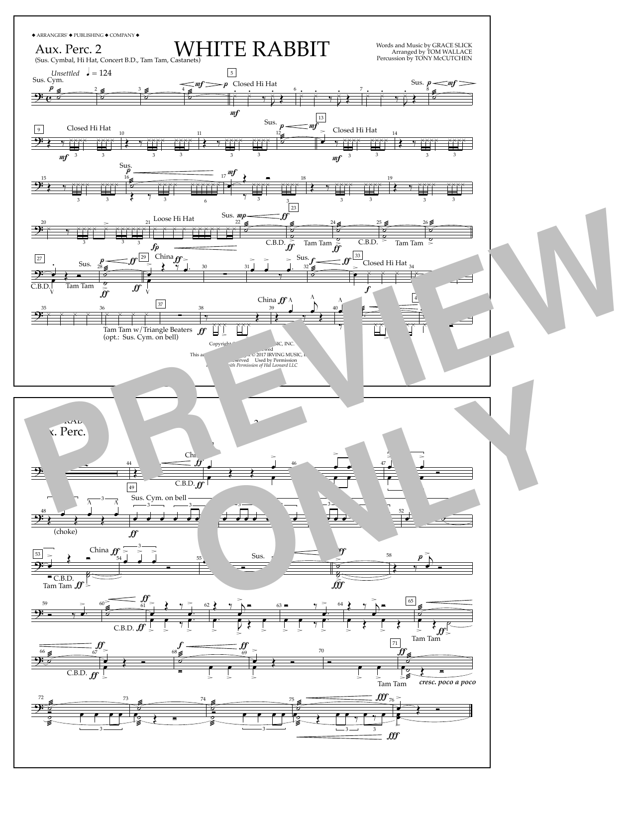 Tom Wallace White Rabbit - Aux. Perc. 2 Sheet Music Notes & Chords for Marching Band - Download or Print PDF