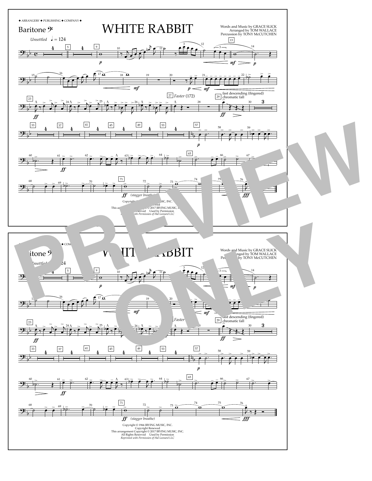 Tom Wallace White Rabbit - Baritone B.C. Sheet Music Notes & Chords for Marching Band - Download or Print PDF