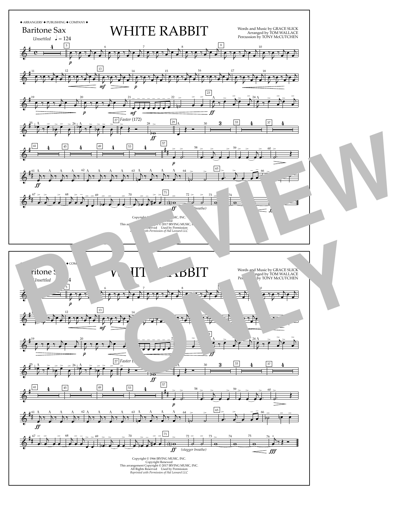 Tom Wallace White Rabbit - Baritone Sax Sheet Music Notes & Chords for Marching Band - Download or Print PDF