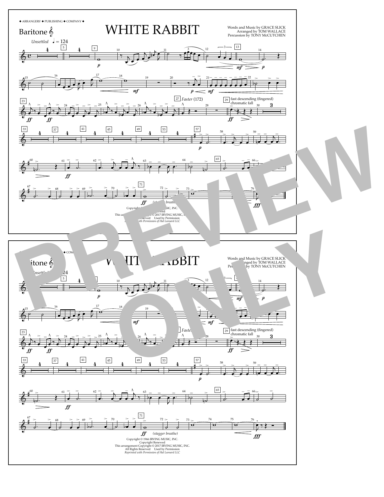 Tom Wallace White Rabbit - Baritone T.C. Sheet Music Notes & Chords for Marching Band - Download or Print PDF