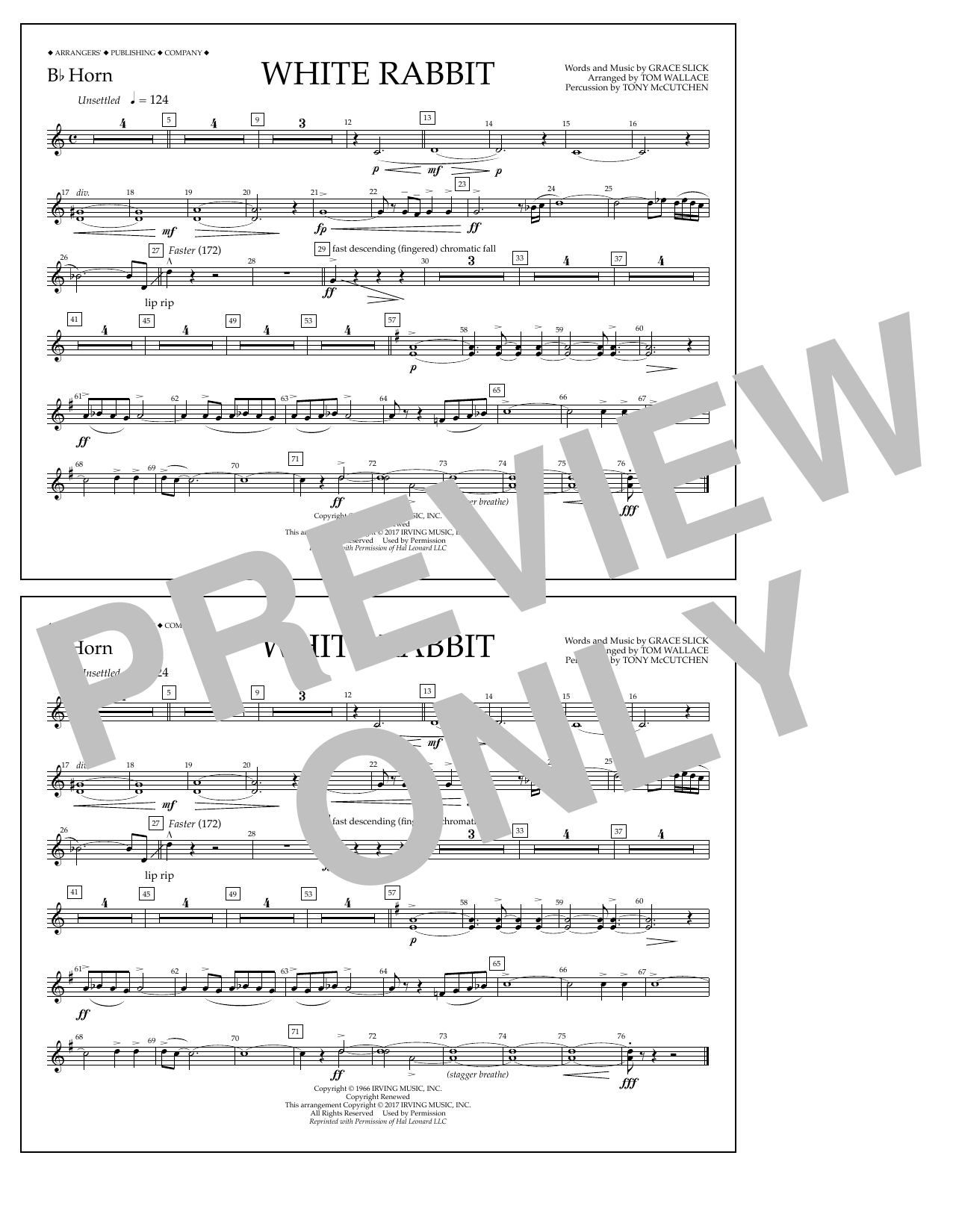 Tom Wallace White Rabbit - Bb Horn Sheet Music Notes & Chords for Marching Band - Download or Print PDF