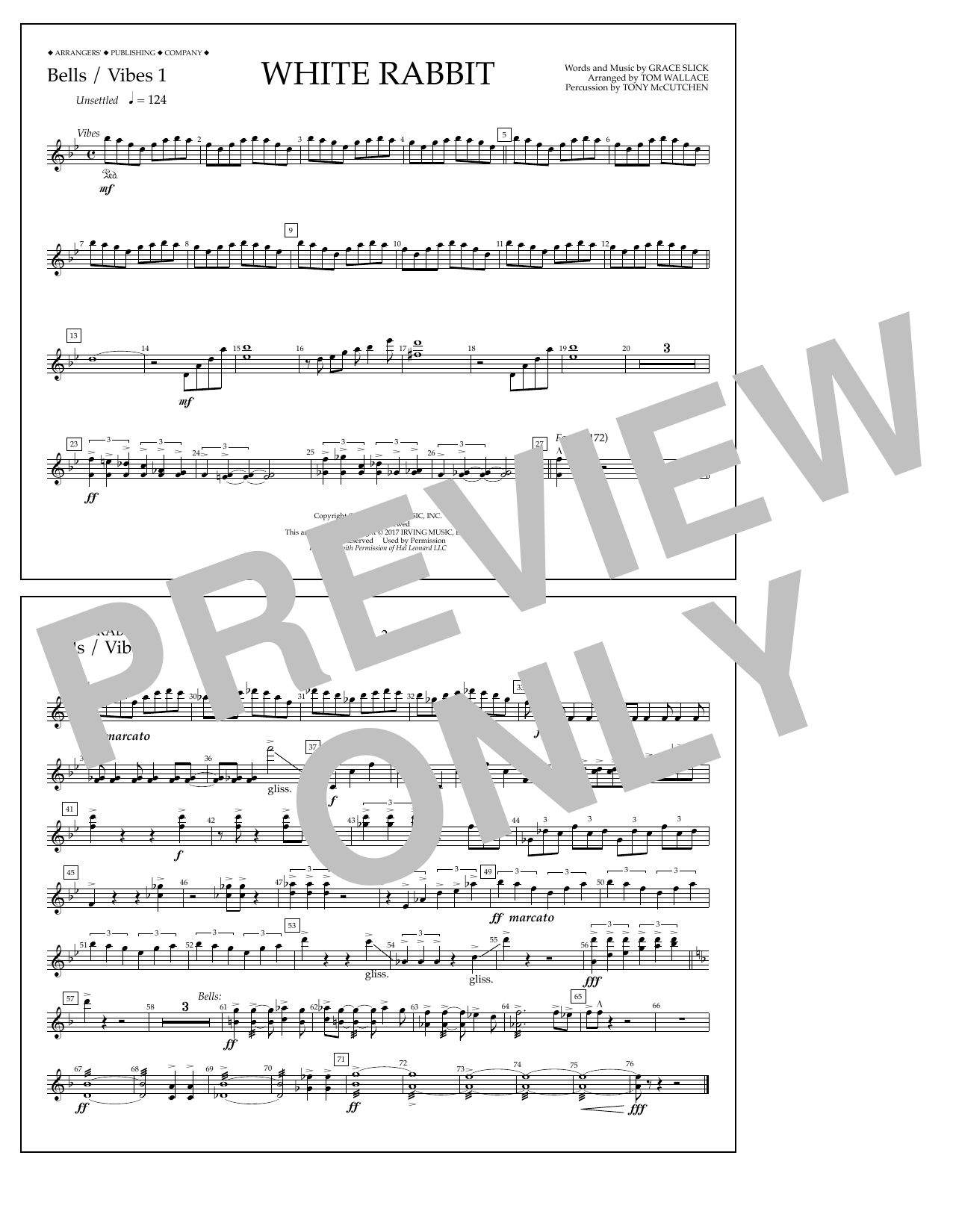 Tom Wallace White Rabbit - Bells/Vibes 1 Sheet Music Notes & Chords for Marching Band - Download or Print PDF