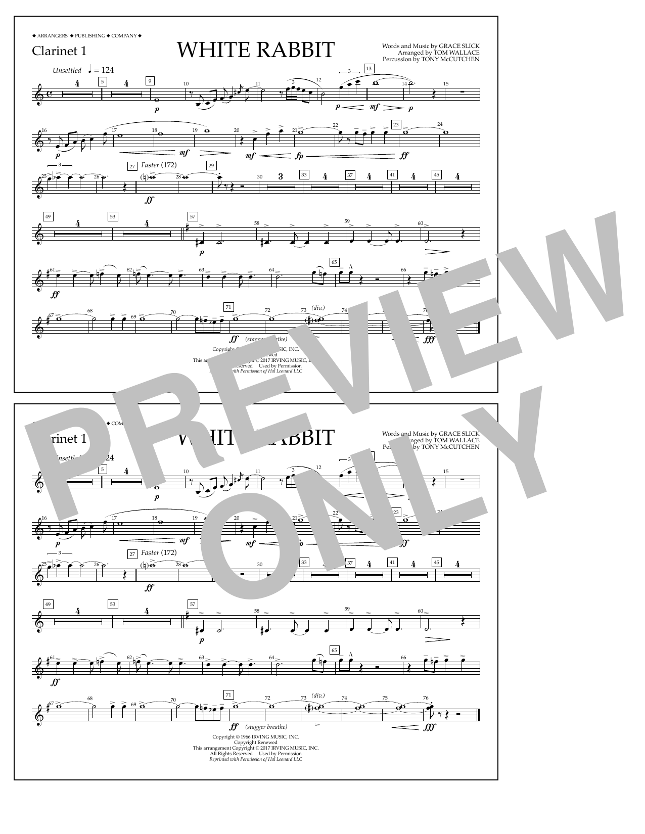 Tom Wallace White Rabbit - Clarinet 1 Sheet Music Notes & Chords for Marching Band - Download or Print PDF