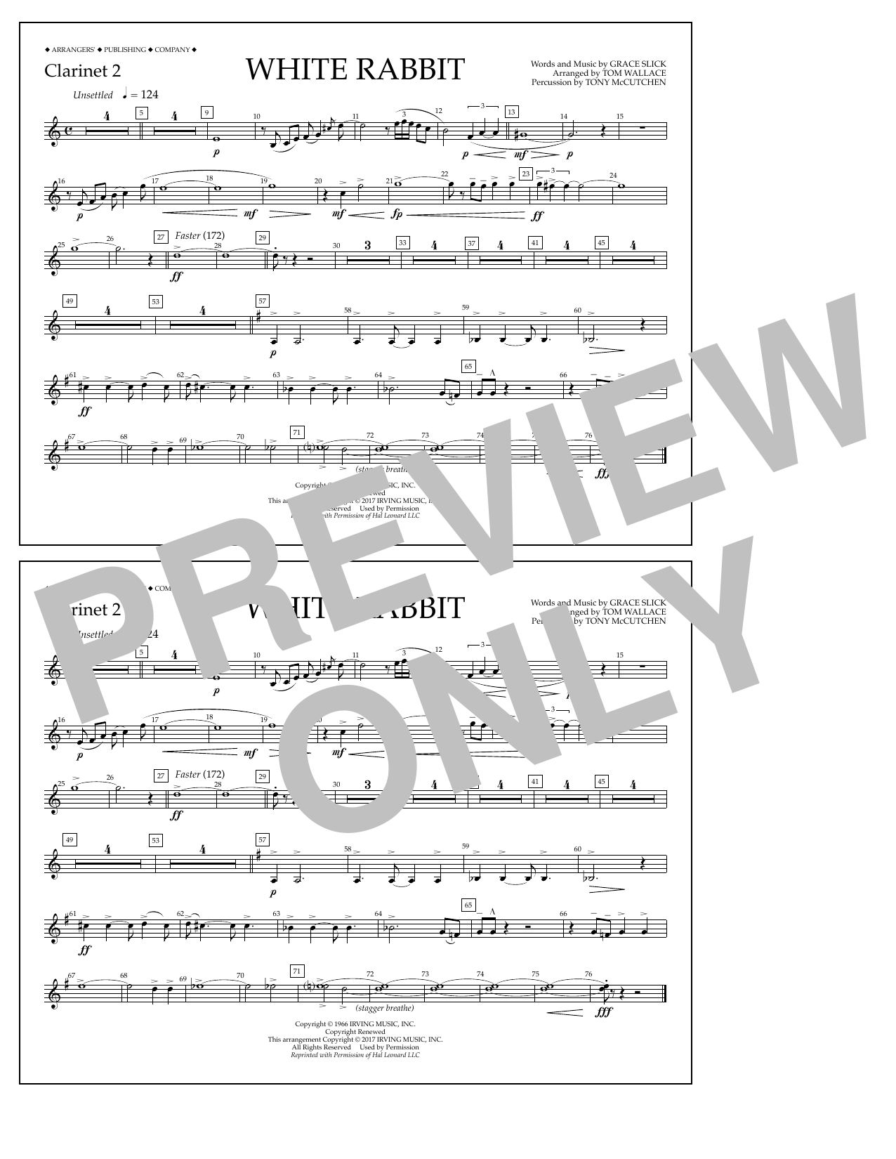 Tom Wallace White Rabbit - Clarinet 2 Sheet Music Notes & Chords for Marching Band - Download or Print PDF