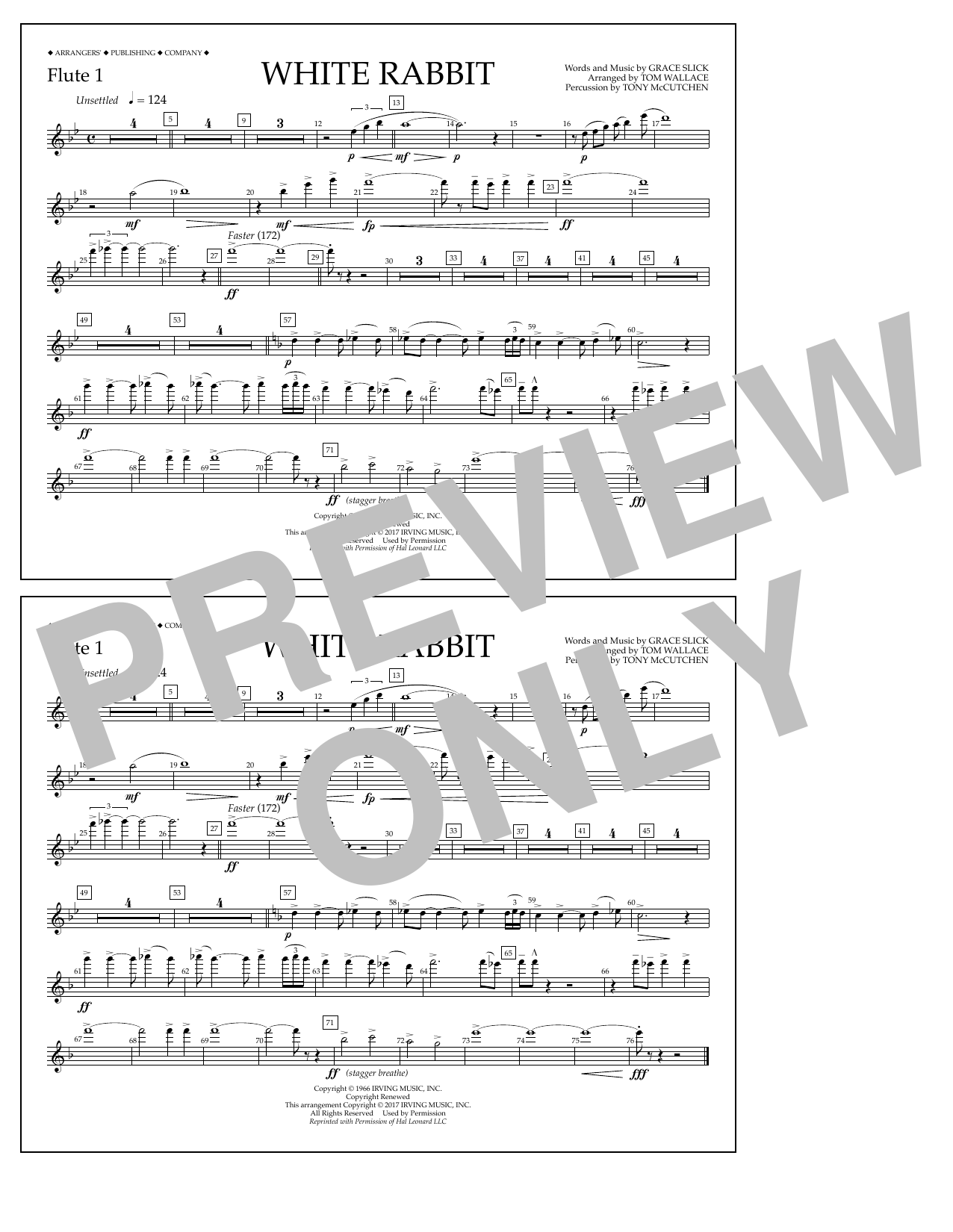 Tom Wallace White Rabbit - Flute 1 Sheet Music Notes & Chords for Marching Band - Download or Print PDF